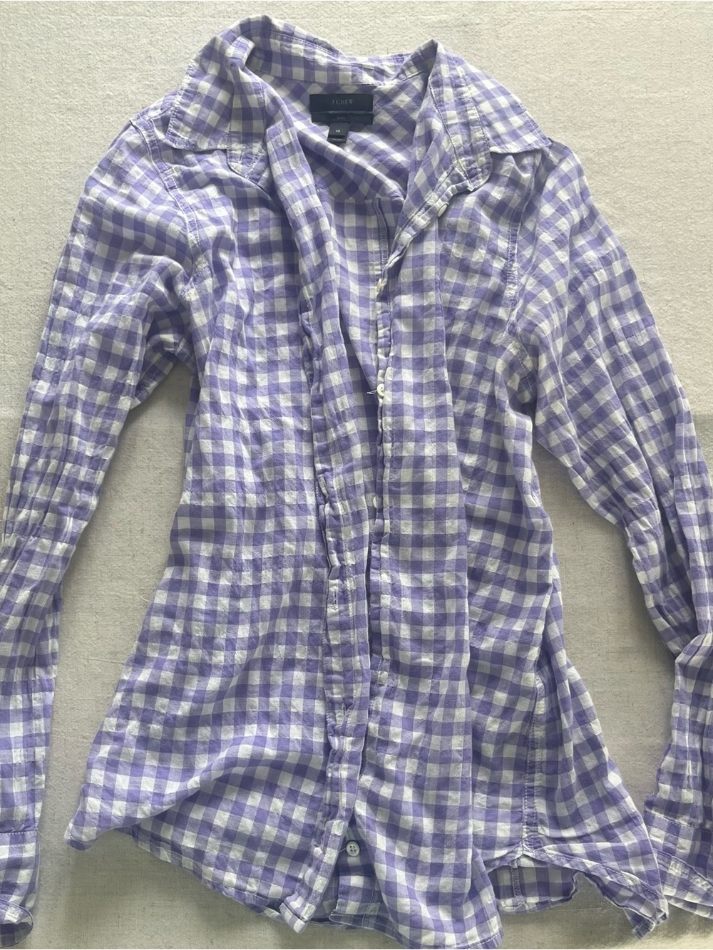 J.Crew Lavender Gingham Cotton Button Down Shirt - Size 10 (Fits Women’s S)